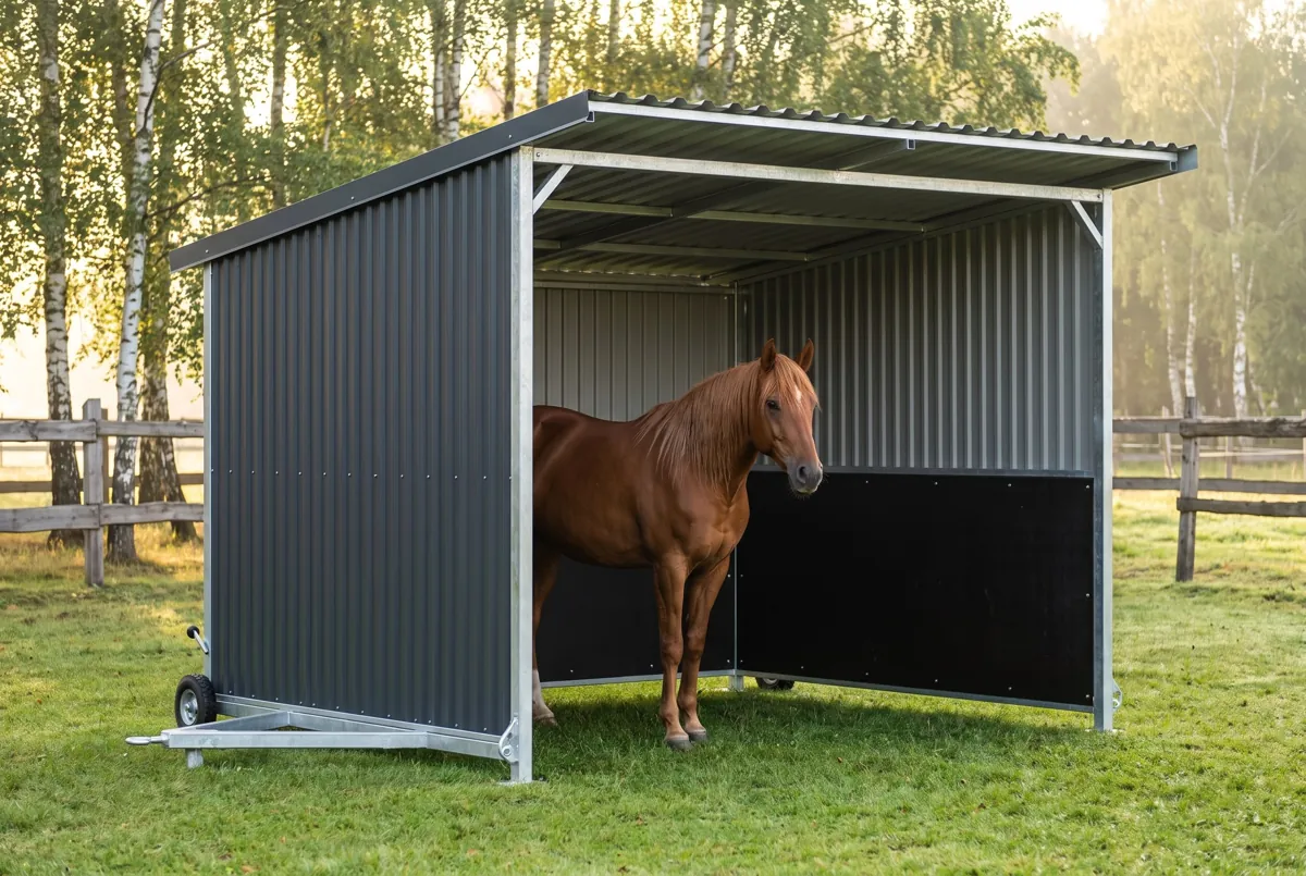 Wiata pastwiskowa 3,6 × 3,6 m na kołach — zdjęcie 3